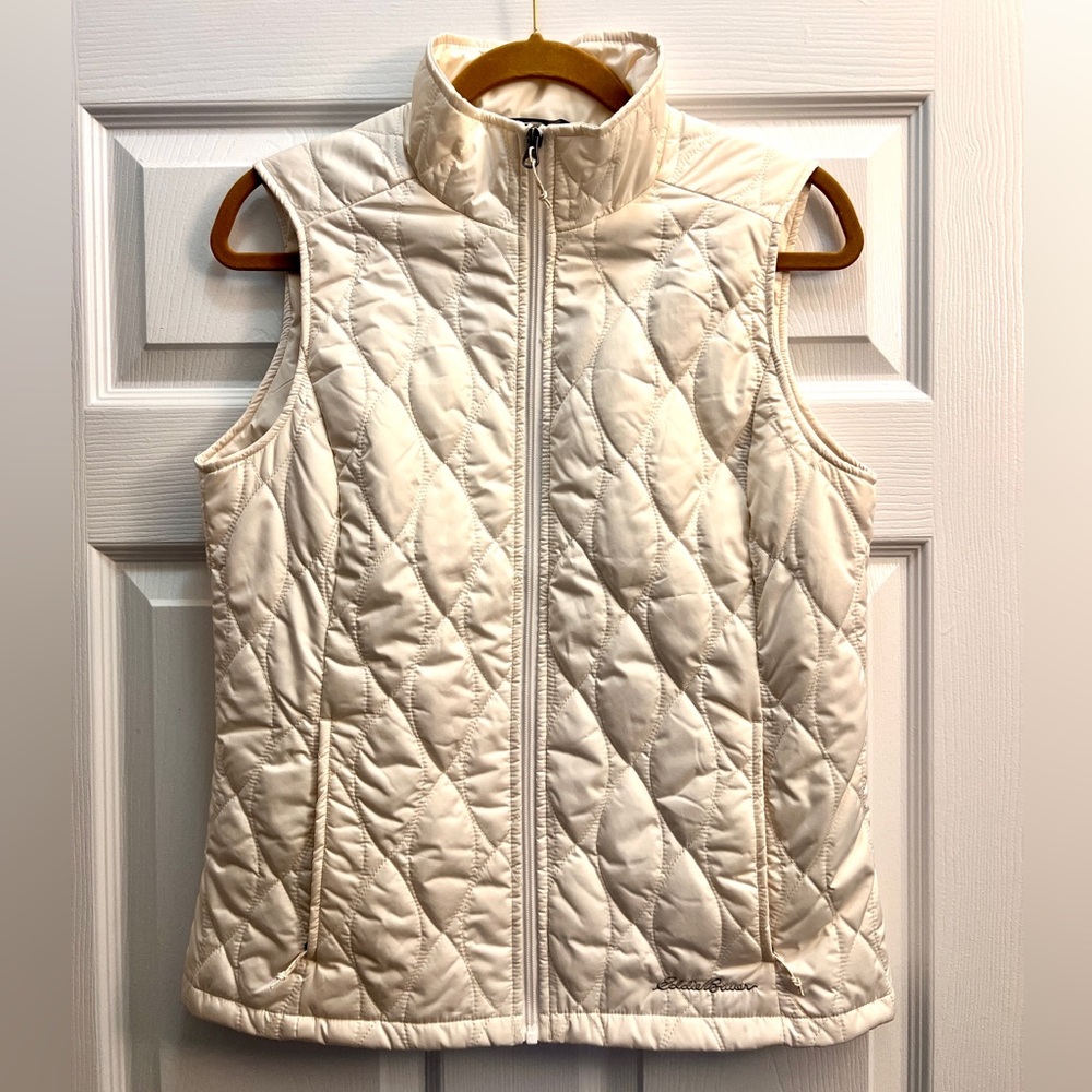 Women’s Eddie Bauer Quilted Puffer Best In Ivory, Size Medium